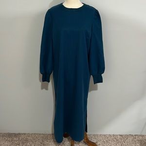 NWOT Who What Wear long sleeve teal dress women’s size M